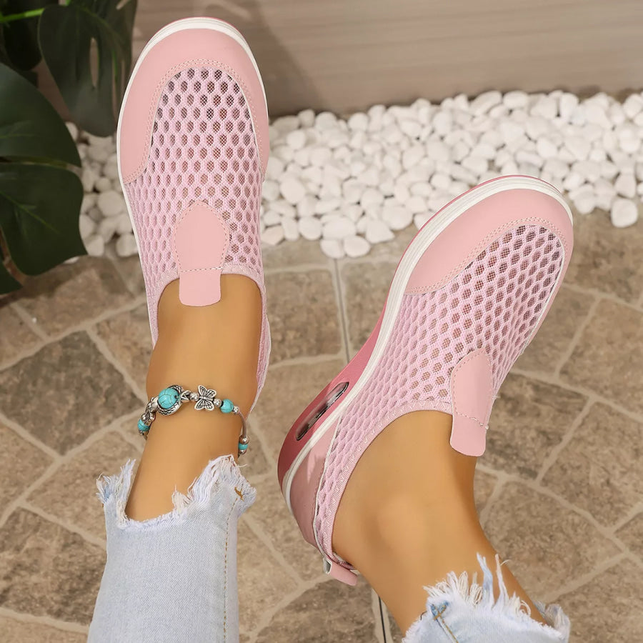 Breathable Mesh Wedge Slip-Ons Pink / 36 Apparel and Accessories
