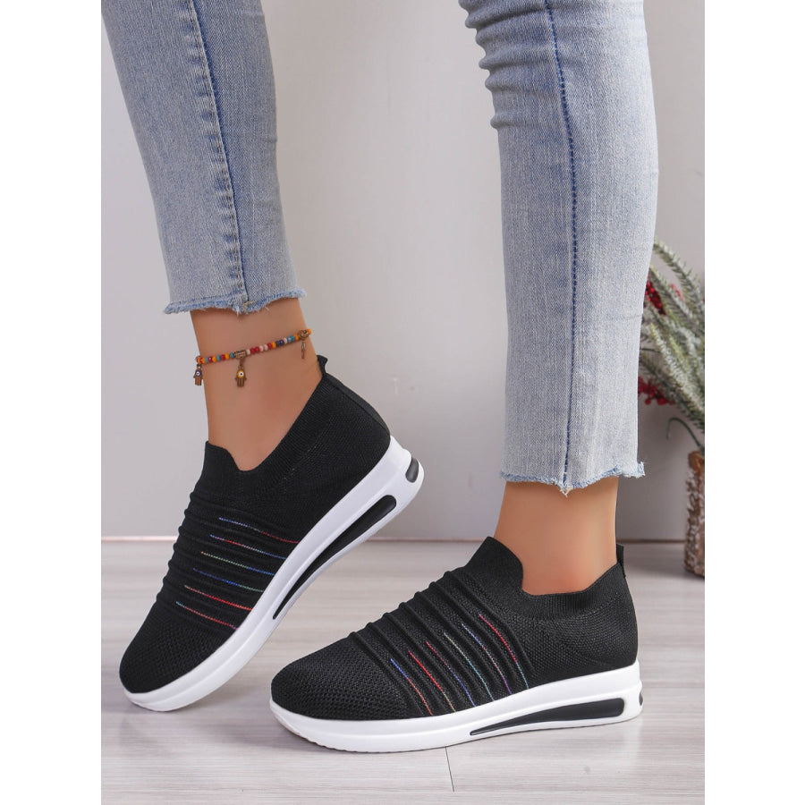 Breathable Mesh Wedge Sneakers Black / 36(US5) Apparel and Accessories