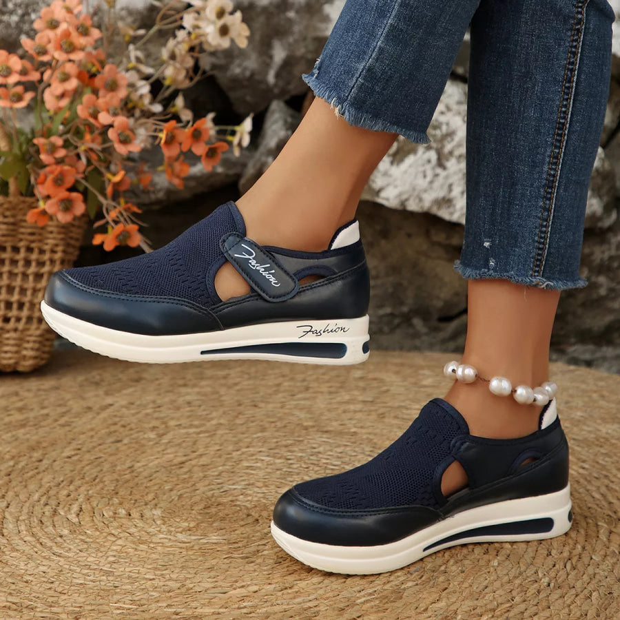 Breathable Mesh Wedge Sneakers Blue / 36 Apparel and Accessories