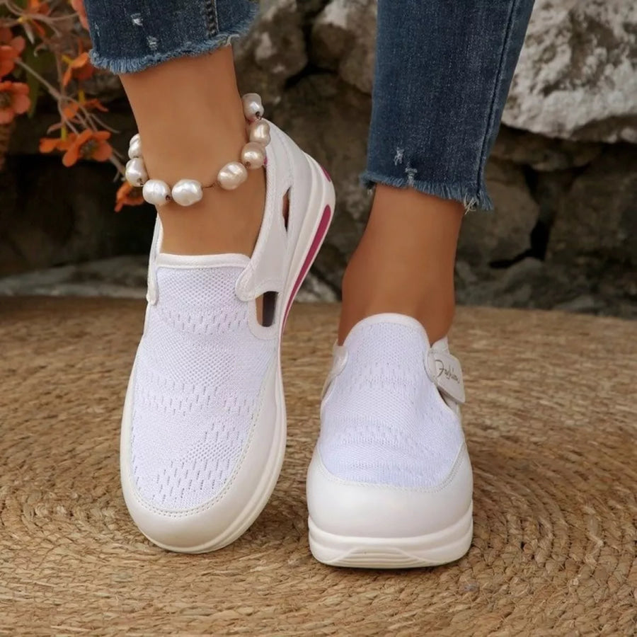 Breathable Mesh Wedge Sneakers White / 36 Apparel and Accessories