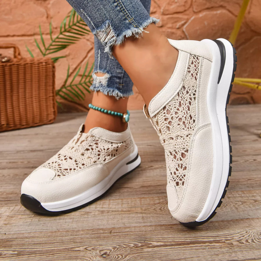 Breathable Round Toe Slip-Ons Beige / 36 Apparel and Accessories