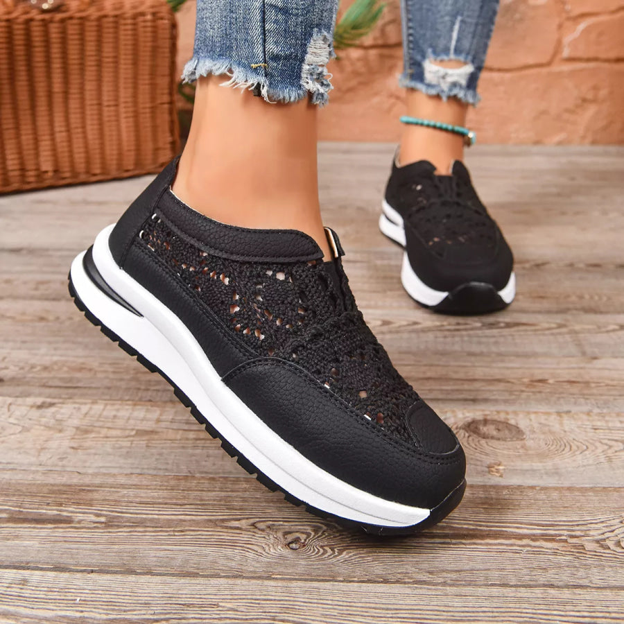 Breathable Round Toe Slip-Ons Black / 36 Apparel and Accessories