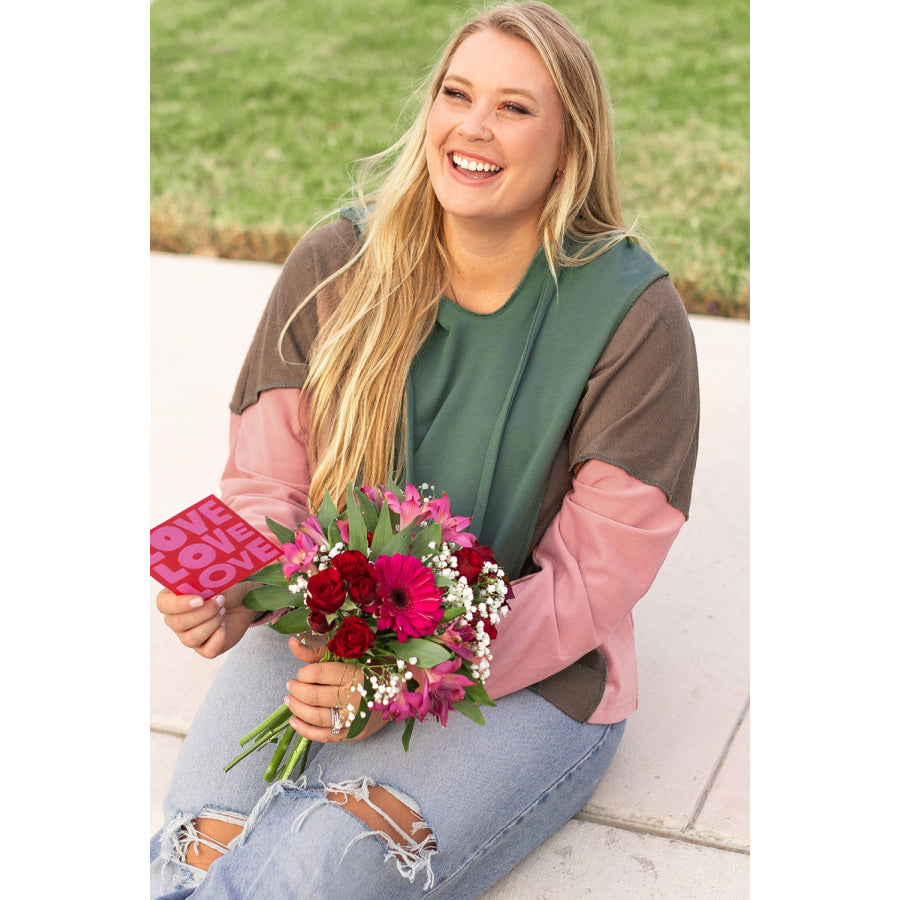 Breen Plus Size Colorblock Patchwork V Neck Hoodie Sale (50% OFF)/Sale (50% OFF)