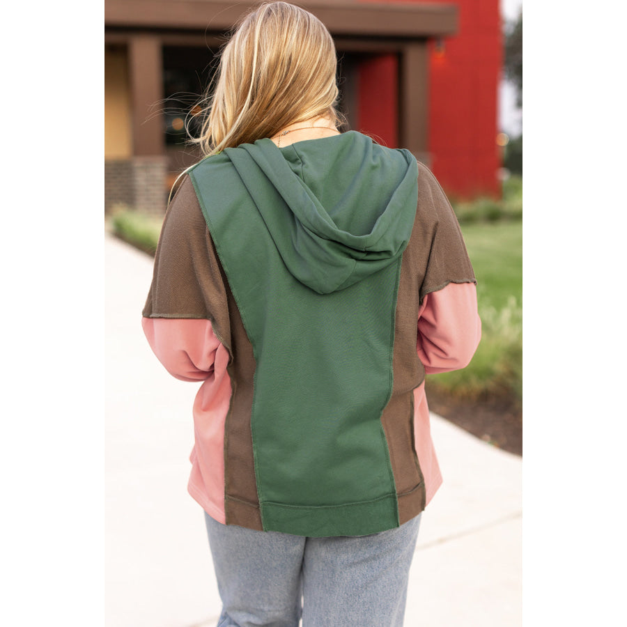 Breen Plus Size Colorblock Patchwork V Neck Hoodie Sale (50% OFF)/Sale (50% OFF)
