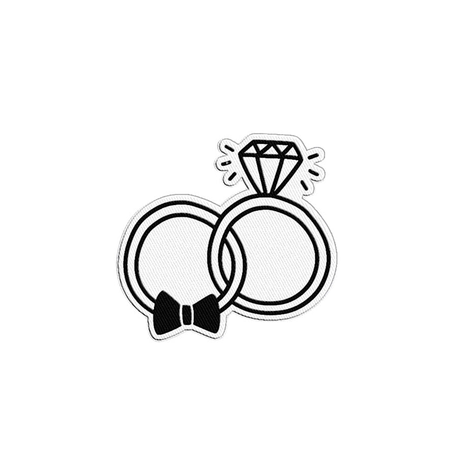 Bride &amp; Groom Rings Embroidered Patch WS 600 Accessories