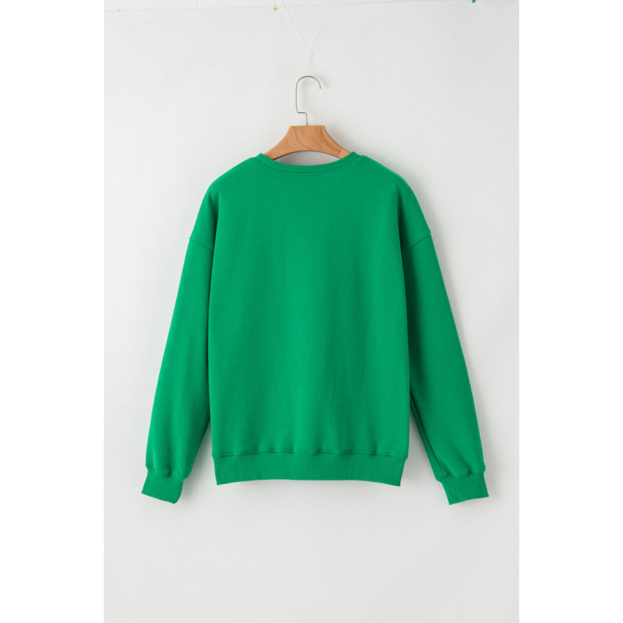 Bright Green MERRY Graphic Pullover Sweatshirt Tops/Sweatshirts &amp; Hoodies