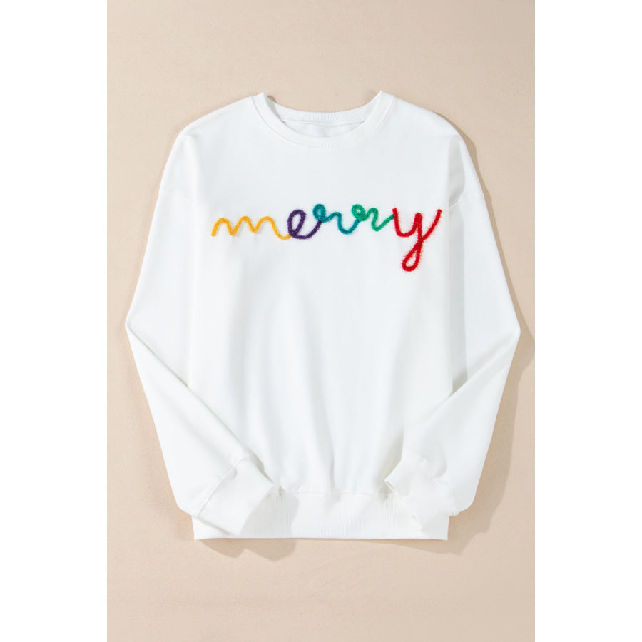 Bright Green MERRY Graphic Pullover Sweatshirt Tops/Sweatshirts &amp; Hoodies