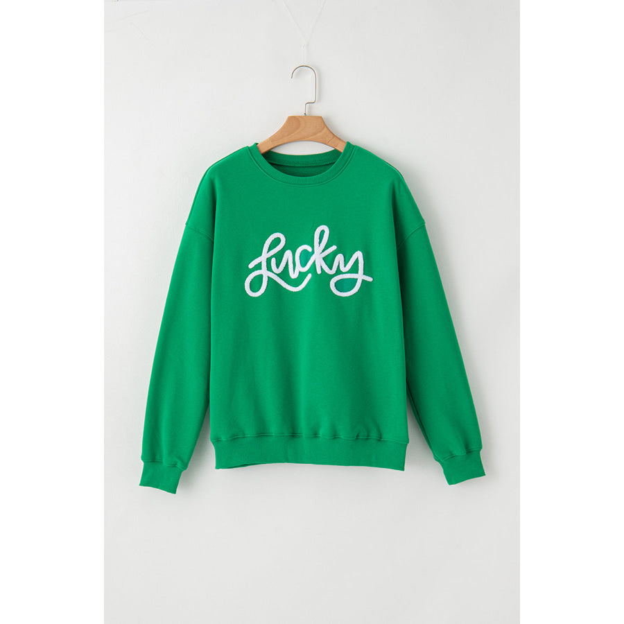 Bright Green MERRY Graphic Pullover Sweatshirt Tops/Sweatshirts &amp; Hoodies