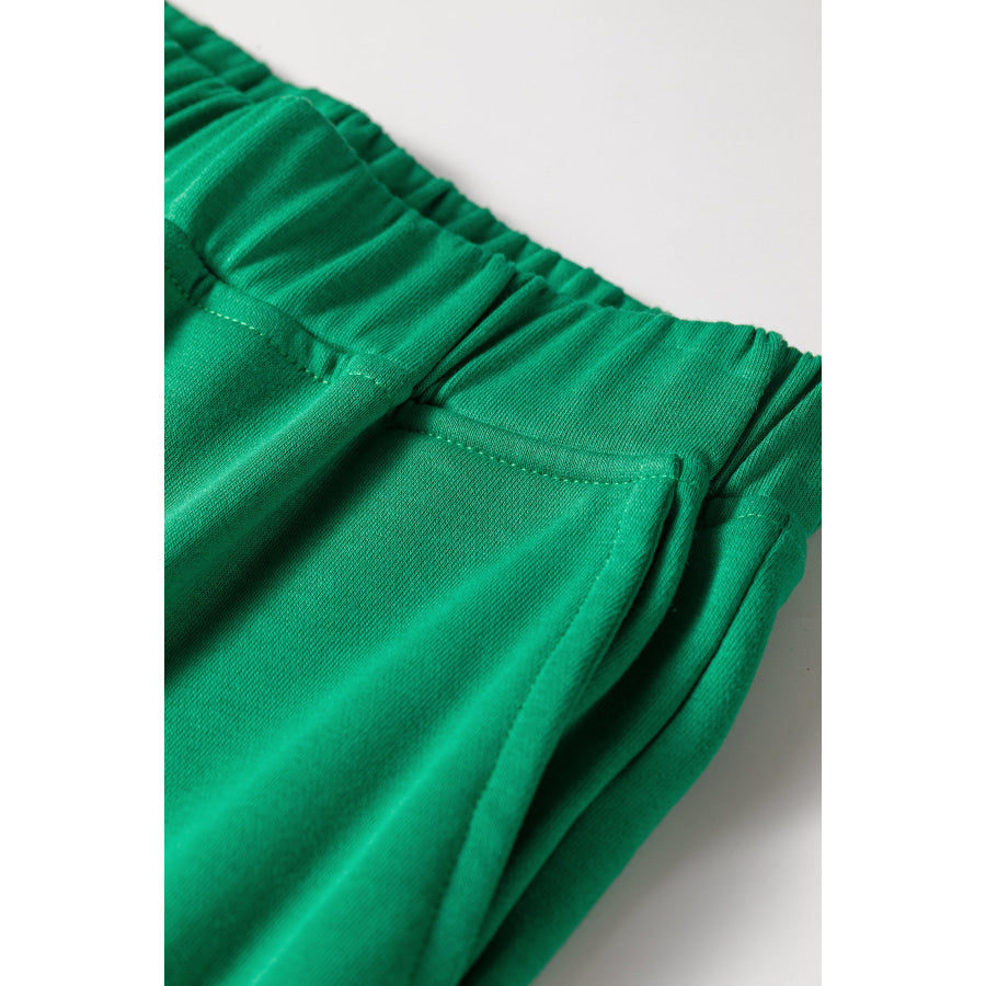 Bright Green Solid Color Hooded Long Sleeve Elastic Waist Pocket Pant Set Two Piece Sets/Pant Sets