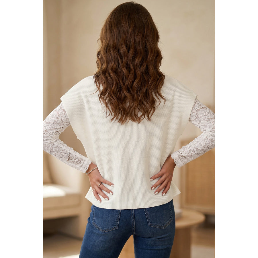 Bright Pink Solid Color Ribbed Knit Mock Neck Loose Short Sleeve Sweater Sweaters & Cardigans/Short Sleeve Sweaters