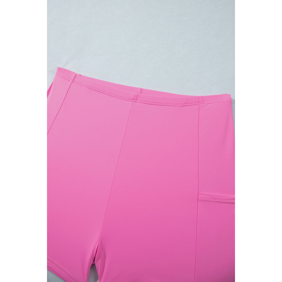 Bright Pink Twisted Strappy Back Active Mini Dress with Shorts Dresses/Mini Dresses