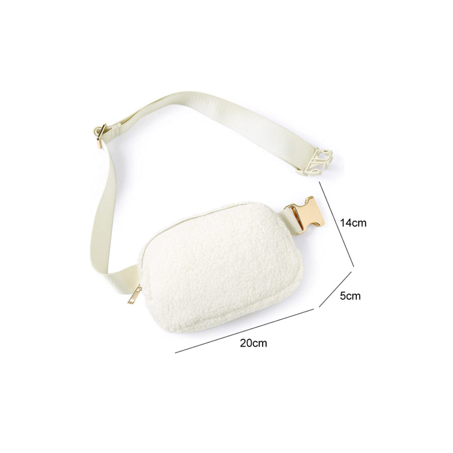 Bright White Sherpa Adjustable Strap Crossbody Bag Shoes &amp; Bags/Crossbody Bags