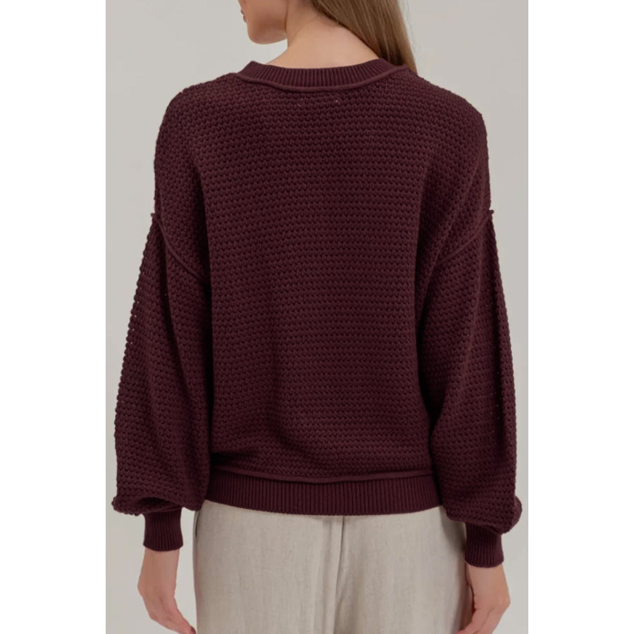 Brown Checkered Pattern Knit Loose Pullover Sweater Sweaters & Cardigans/Sweaters