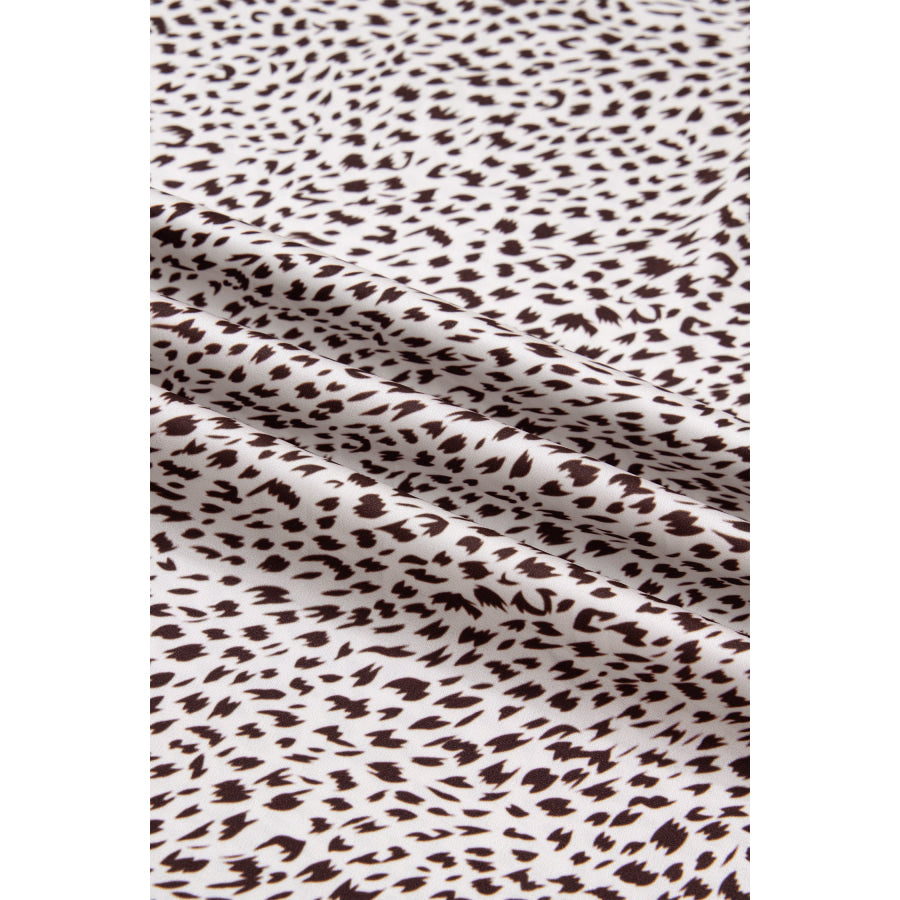 Brown Cheetah Print Trim Split Long Western Skirt Bottoms/Skirts & Petticoat
