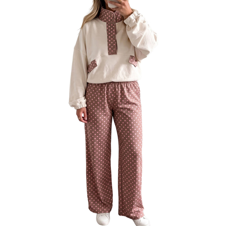 Brown Polka Dot Printed Casual Loose Pants Bottoms/Pants & Culotte