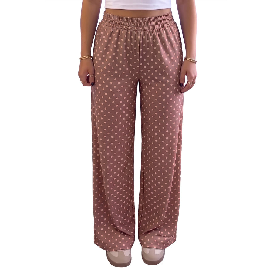 Brown Polka Dot Printed Casual Loose Pants Bottoms/Pants & Culotte