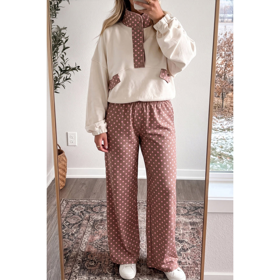 Brown Polka Dot Printed Casual Loose Pants Bottoms/Pants & Culotte