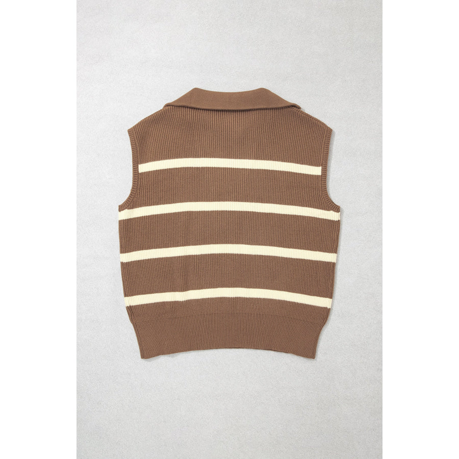 Brown Stripe Striped Colorblock Drop Shoulder V Neck Tunic Sweater T-shirt Plus Size/Plus Size Sweaters & Cardigans
