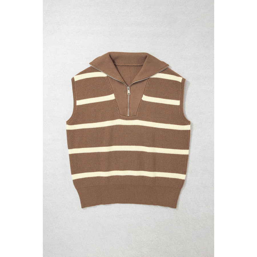 Brown Stripe Striped Colorblock Drop Shoulder V Neck Tunic Sweater T-shirt Plus Size/Plus Size Sweaters & Cardigans