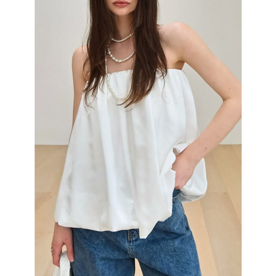 Bubble Hem Tube Top White / S Apparel and Accessories