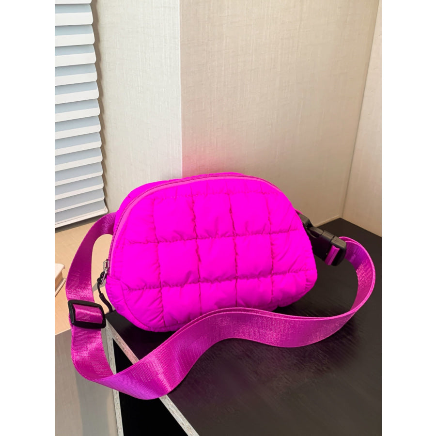 Bubble Texture Adjustable Strap Crossbody Bag Hot Pink / One Size Apparel and Accessories