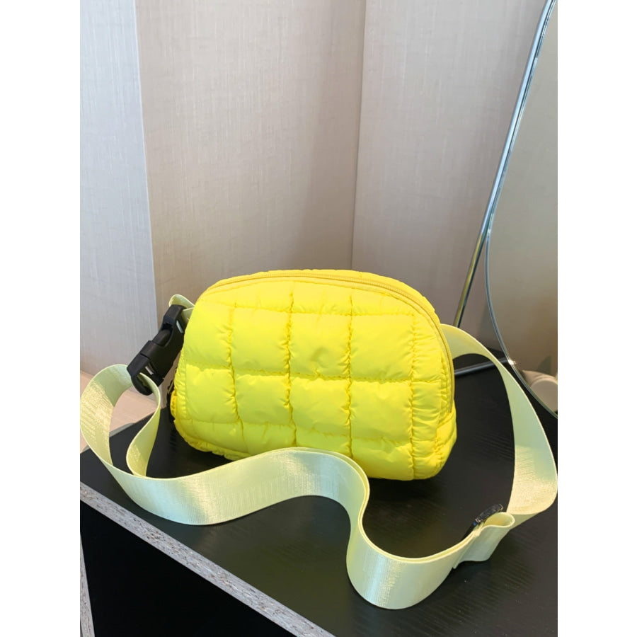 Bubble Texture Adjustable Strap Crossbody Bag Yellow / One Size Apparel and Accessories