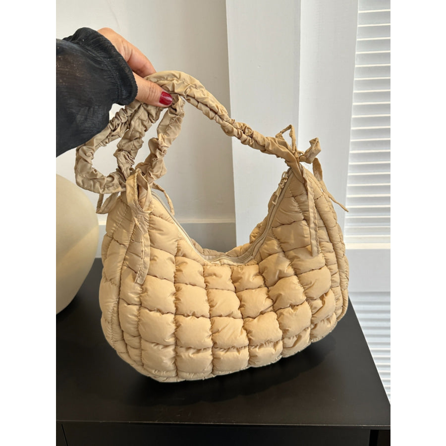 Bubble Texture Ruched Strap Quilted Shoulder Bag Apparel and Accessories