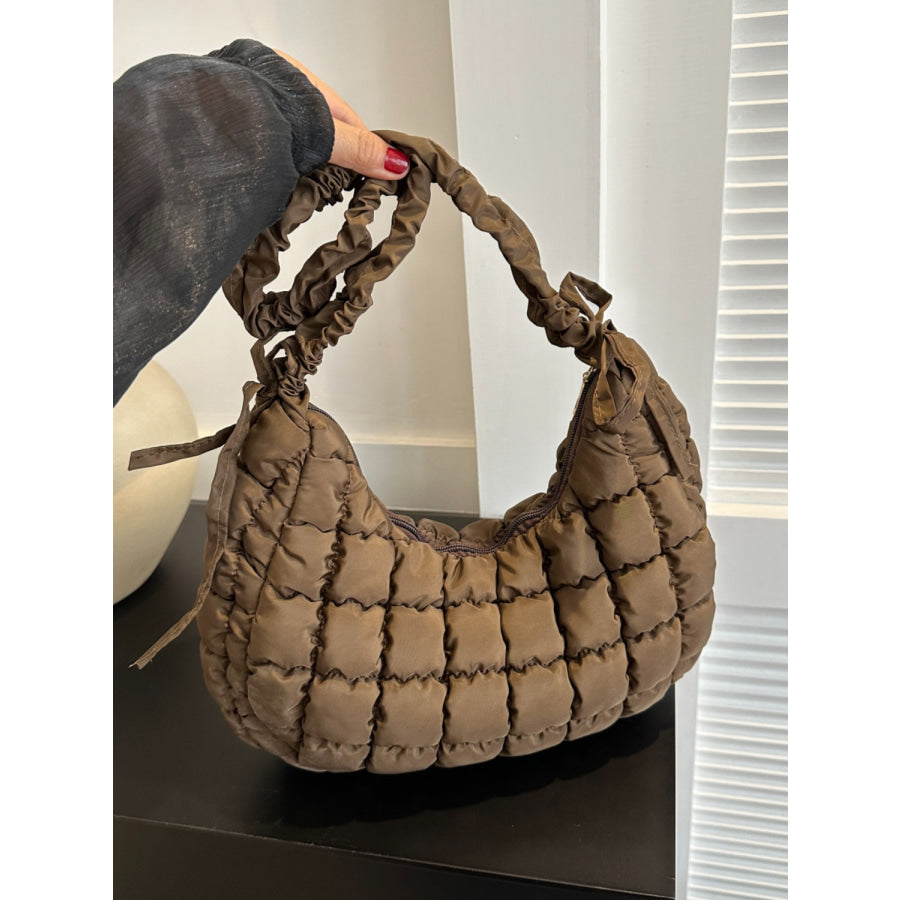 Bubble Texture Ruched Strap Quilted Shoulder Bag Apparel and Accessories