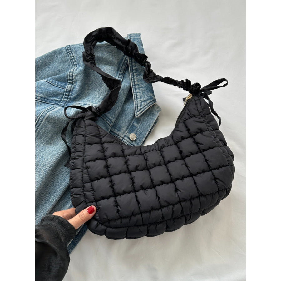 Bubble Texture Ruched Strap Quilted Shoulder Bag Apparel and Accessories