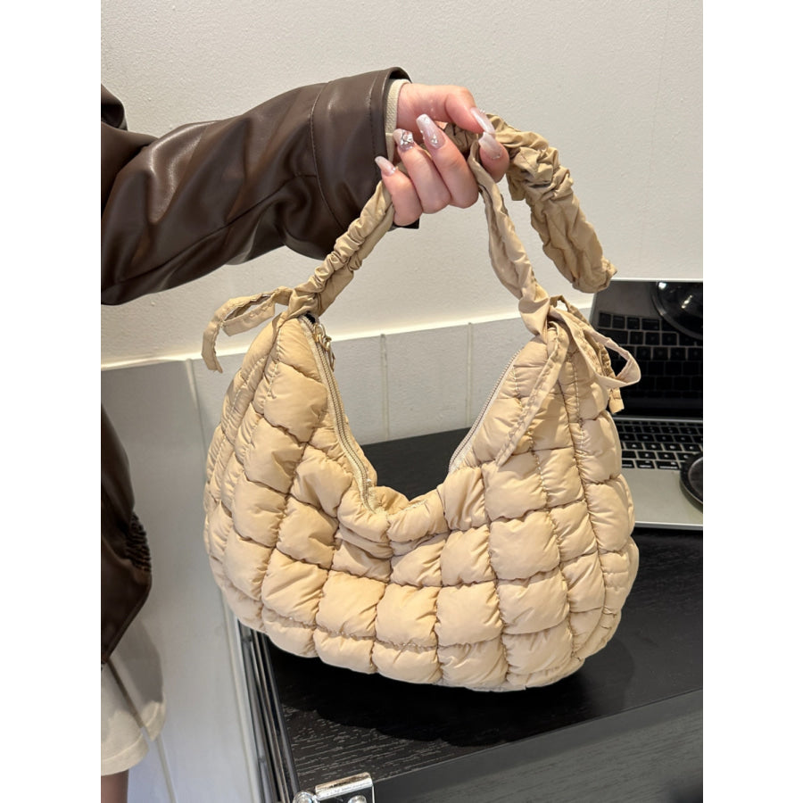 Bubble Texture Ruched Strap Quilted Shoulder Bag Apparel and Accessories