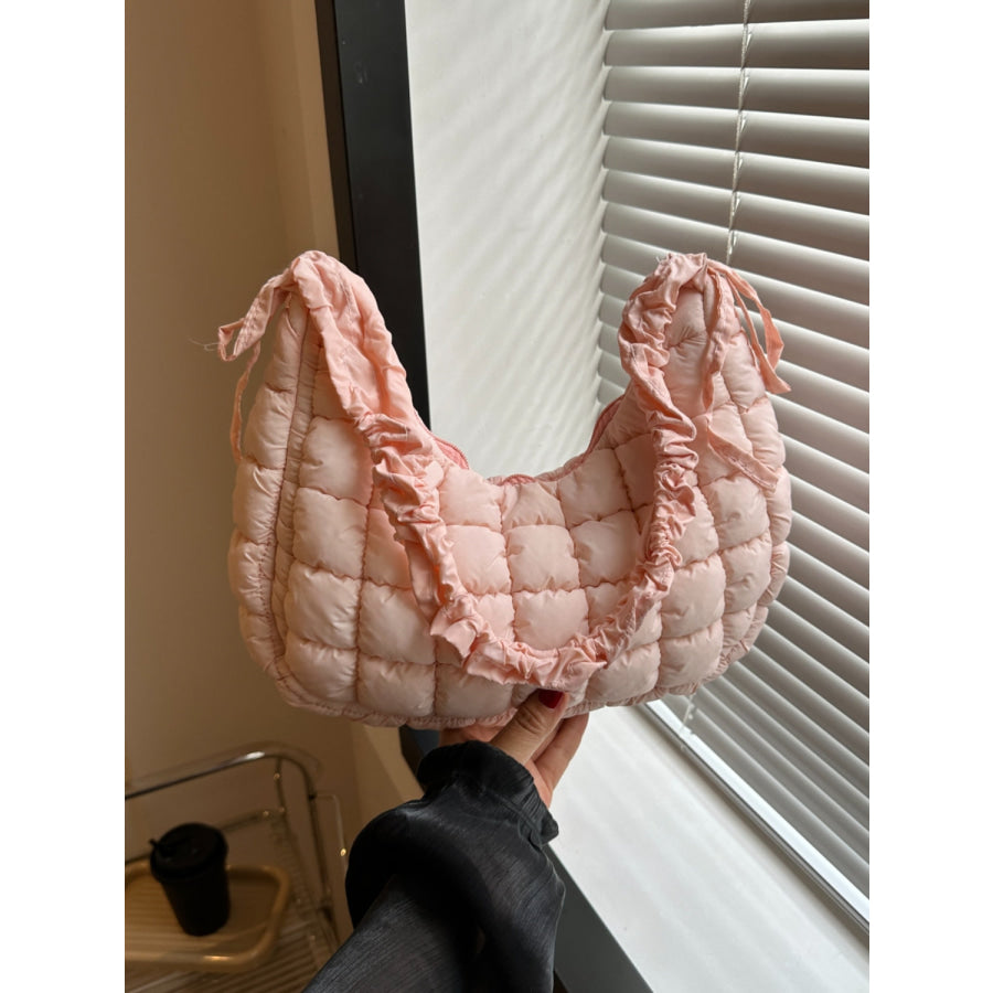 Bubble Texture Ruched Strap Quilted Shoulder Bag Apparel and Accessories