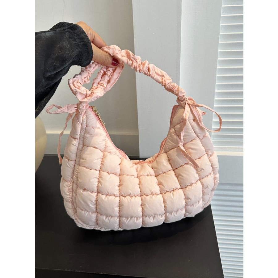 Bubble Texture Ruched Strap Quilted Shoulder Bag Apparel and Accessories