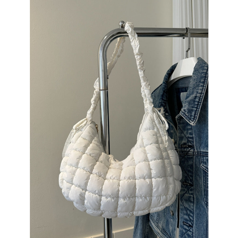 Bubble Texture Ruched Strap Quilted Shoulder Bag Apparel and Accessories