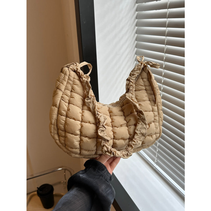 Bubble Texture Ruched Strap Quilted Shoulder Bag Apparel and Accessories