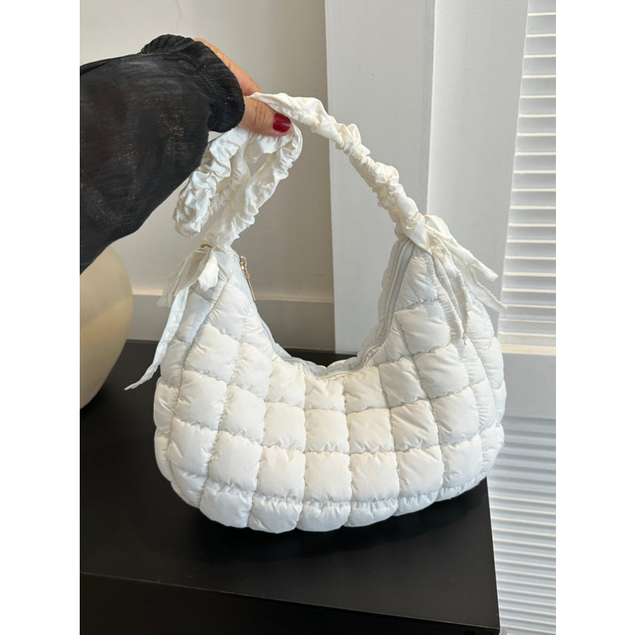 Bubble Texture Ruched Strap Quilted Shoulder Bag Apparel and Accessories