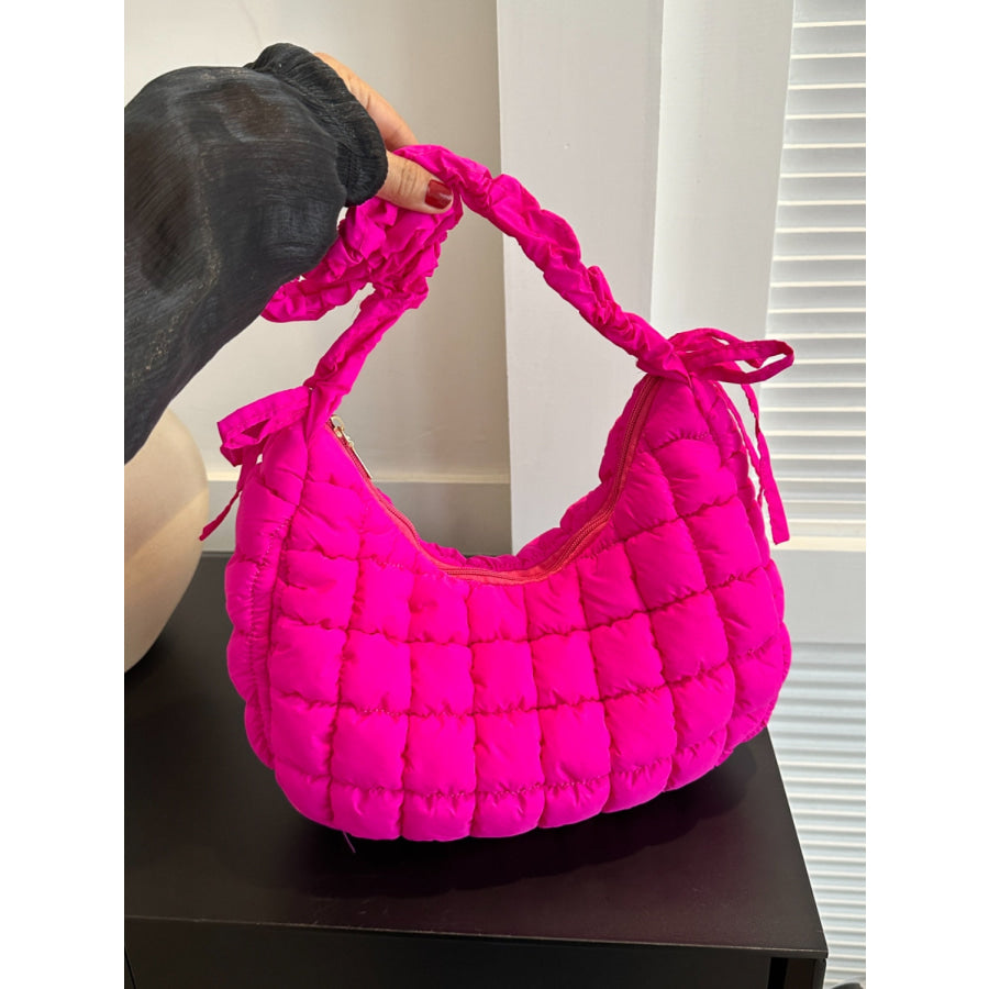 Bubble Texture Ruched Strap Quilted Shoulder Bag Apparel and Accessories