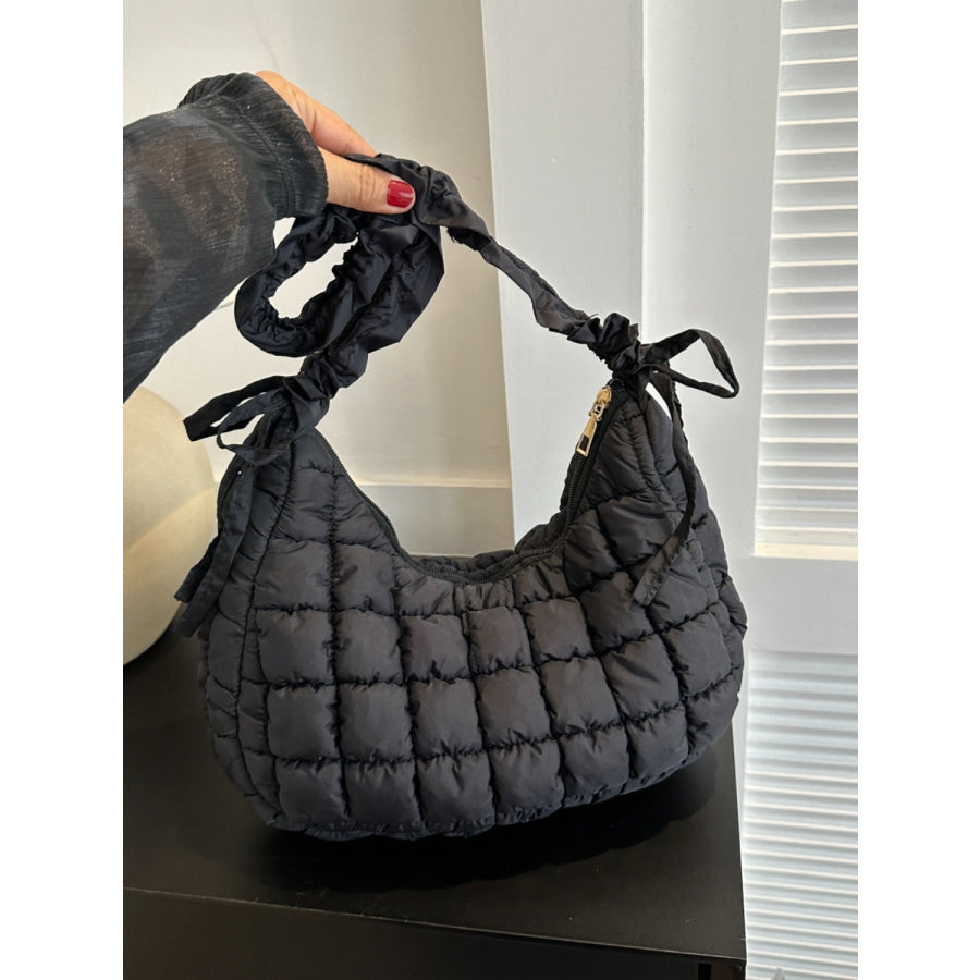 Bubble Texture Ruched Strap Quilted Shoulder Bag Apparel and Accessories