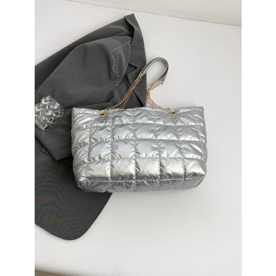 Bubble Texture Tote Bag Silver / One Size Apparel and Accessories