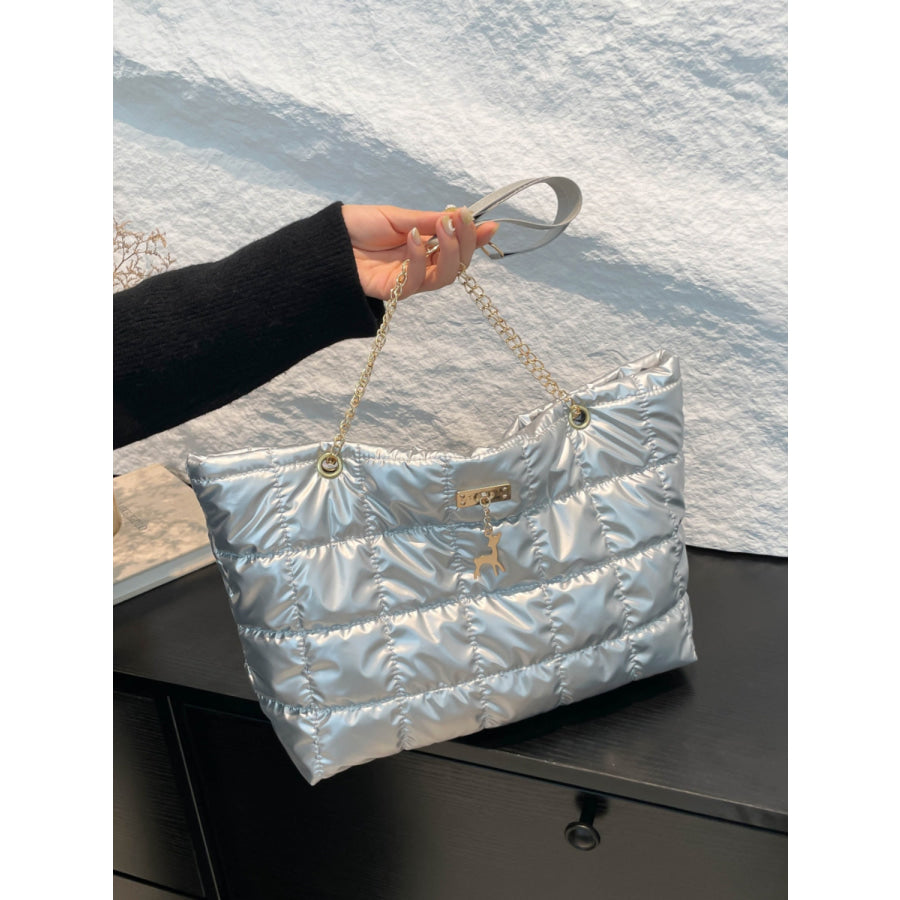 Bubble Texture Tote Bag Silver / One Size Apparel and Accessories