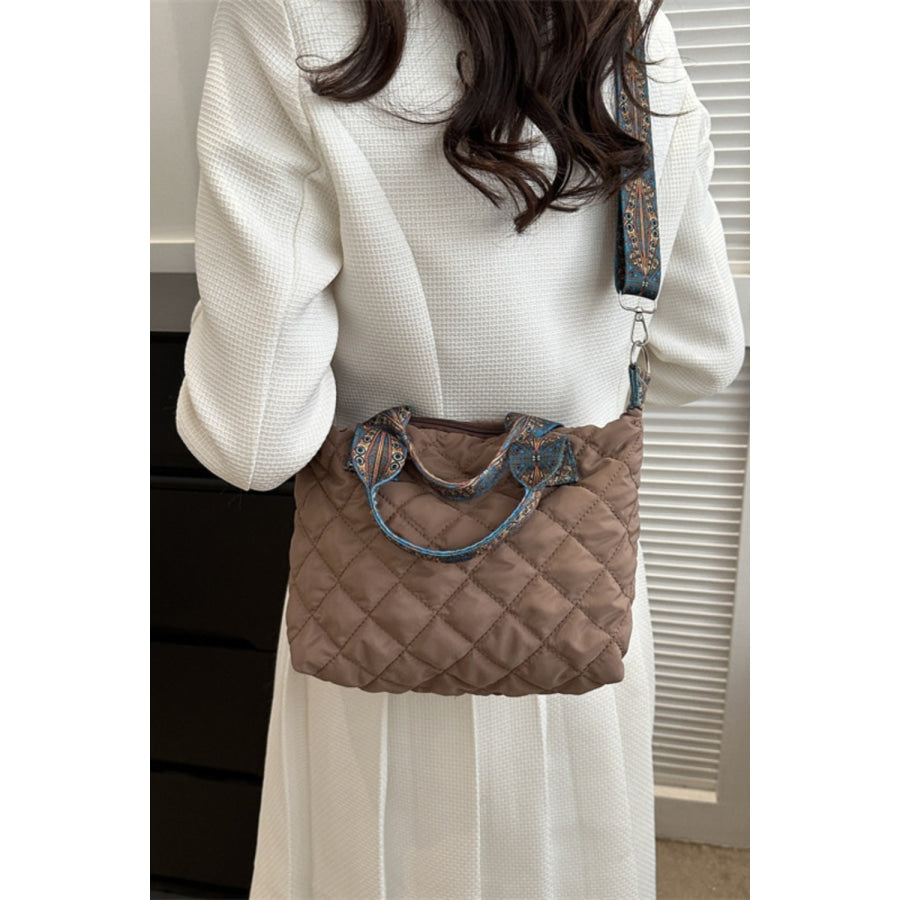 Bubble Textured Printed Strap Handbag Apparel and Accessories