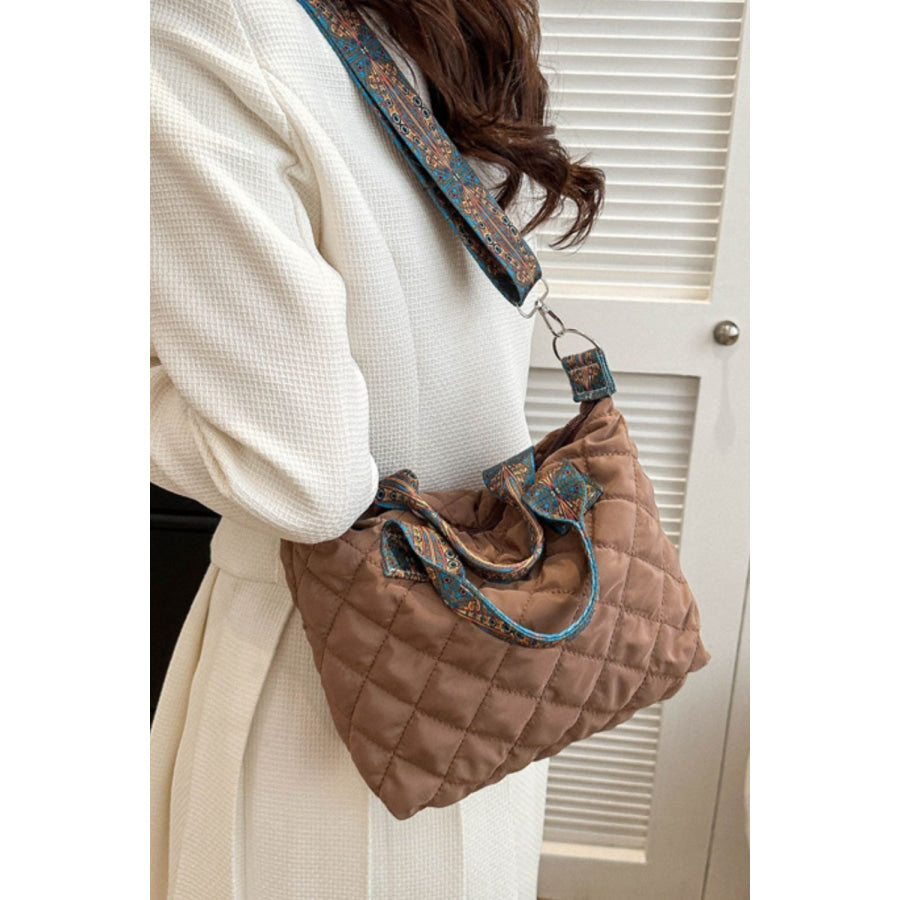 Bubble Textured Printed Strap Handbag Apparel and Accessories