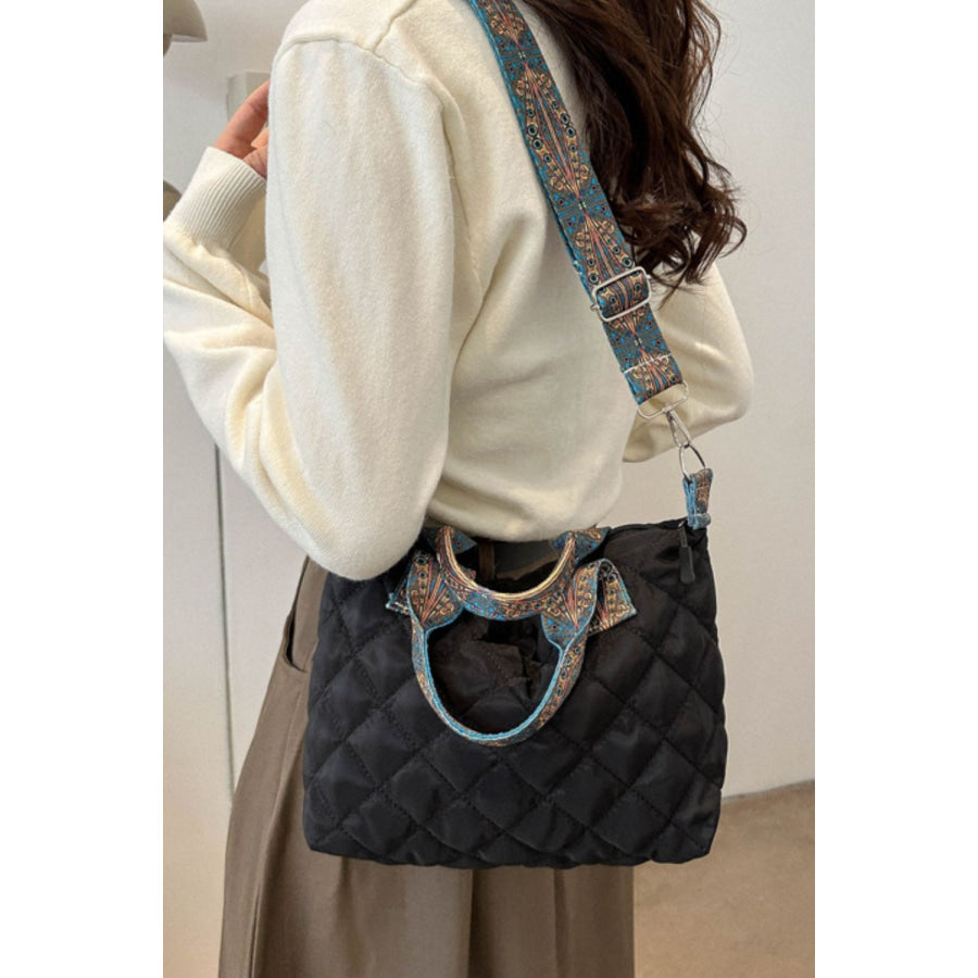 Bubble Textured Printed Strap Handbag Apparel and Accessories