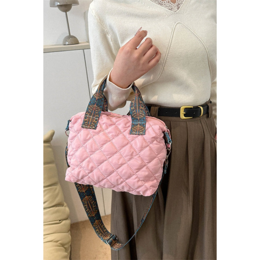 Bubble Textured Printed Strap Handbag Apparel and Accessories