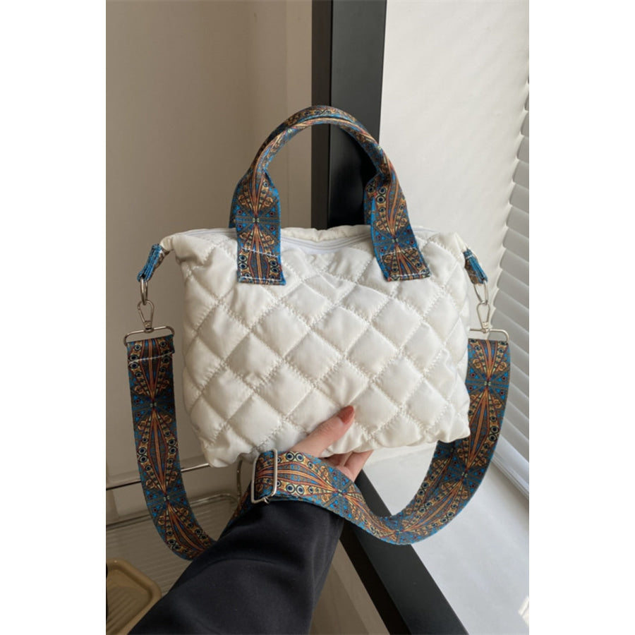 Bubble Textured Printed Strap Handbag Apparel and Accessories