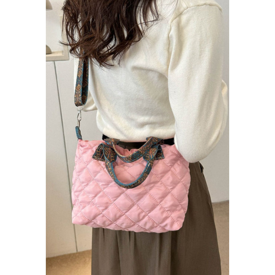 Bubble Textured Printed Strap Handbag Apparel and Accessories