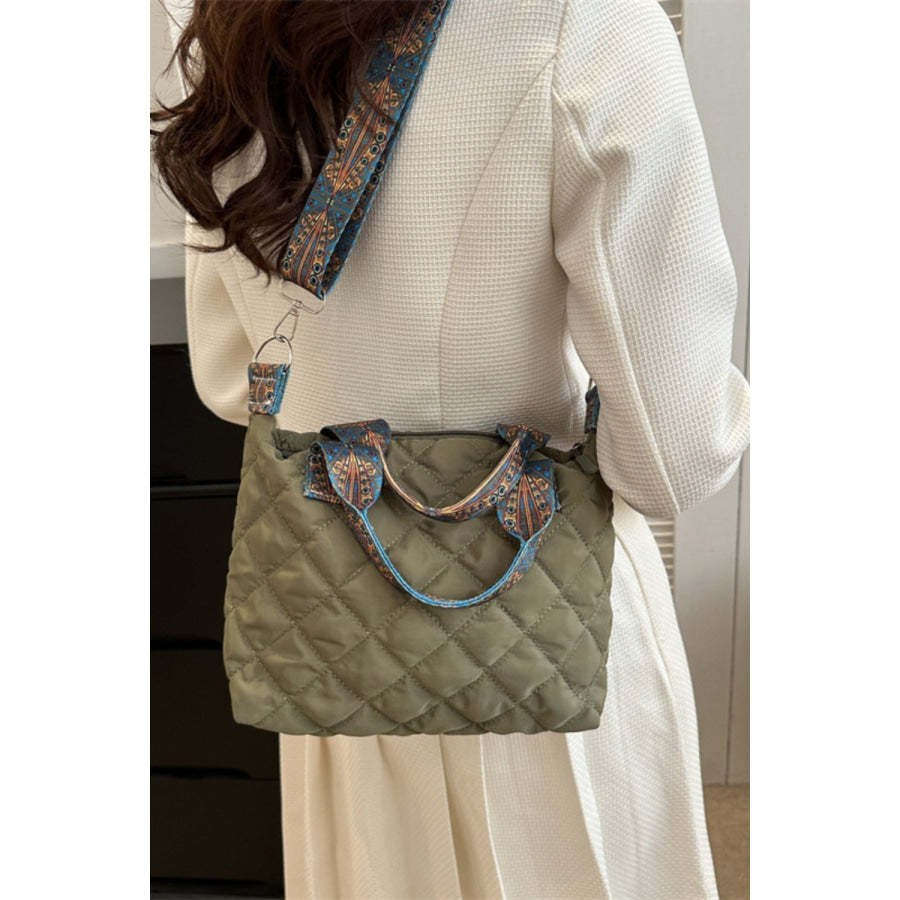 Bubble Textured Printed Strap Handbag Apparel and Accessories