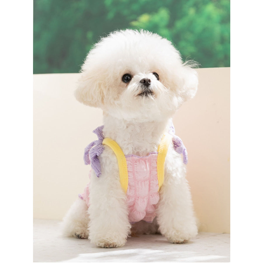 Bubble Textured Tie Shoulder Pet Top Pink / XS Apparel and Accessories