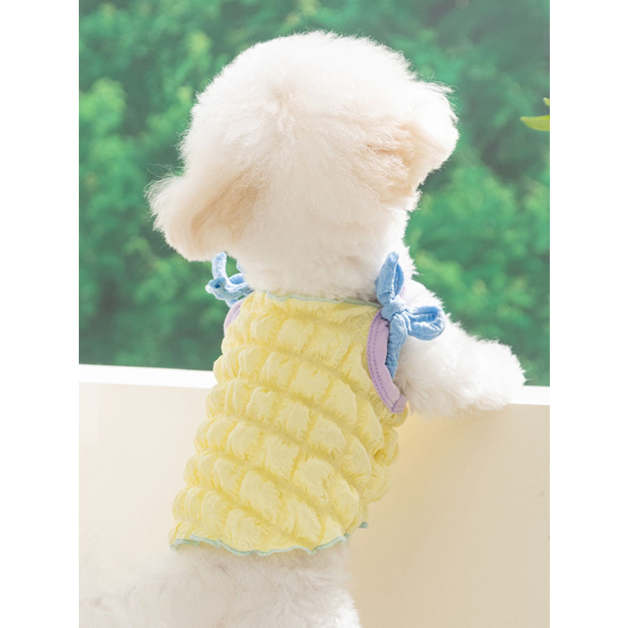 Bubble Textured Tie Shoulder Pet Top Apparel and Accessories