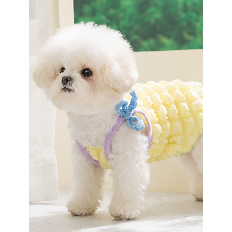 Bubble Textured Tie Shoulder Pet Top Apparel and Accessories