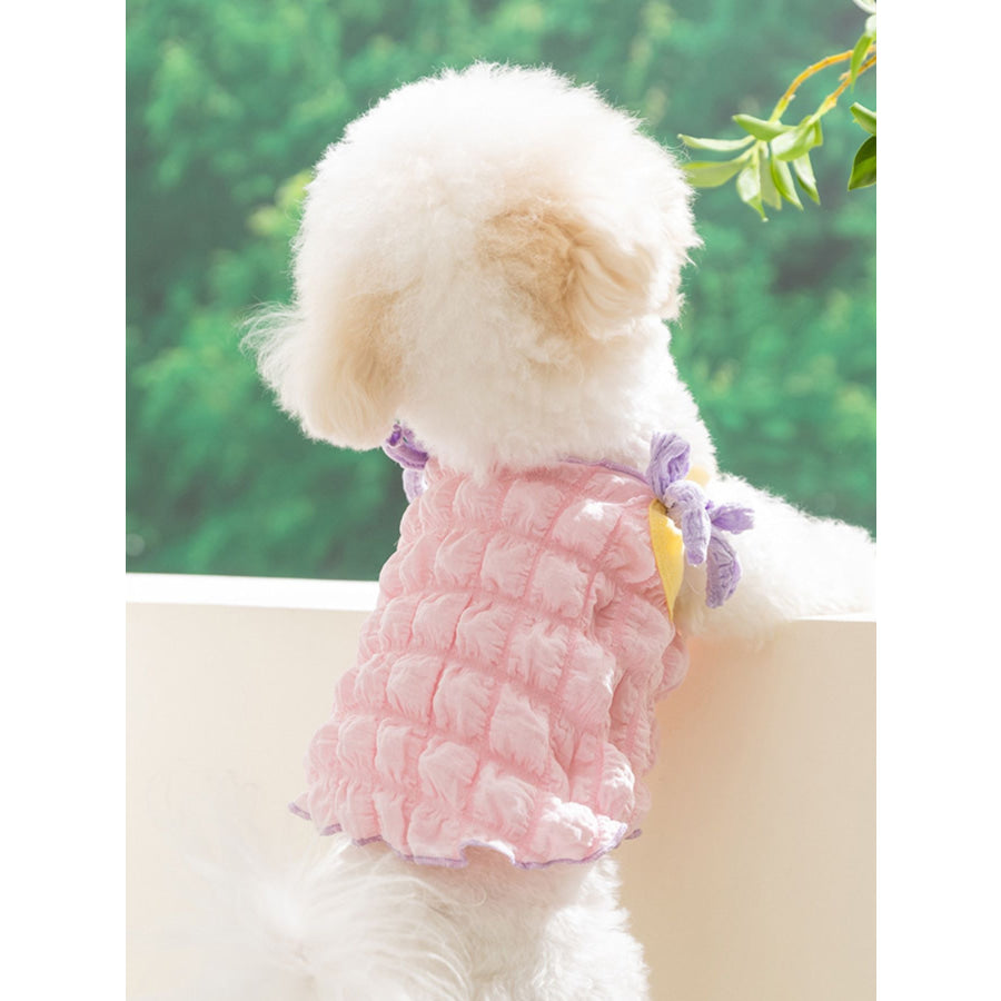 Bubble Textured Tie Shoulder Pet Top Apparel and Accessories